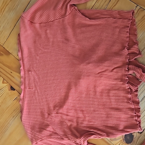 Urban outfitters rust tie front v neck ruffle crop top women's small - Picture 6 of 8
